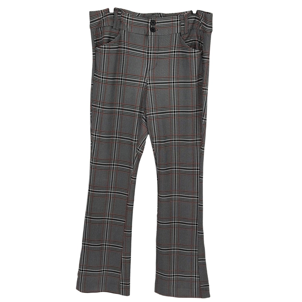 Torrid Plaid Flare Pants Black White‎ Red Glen Check Stretch 18R
